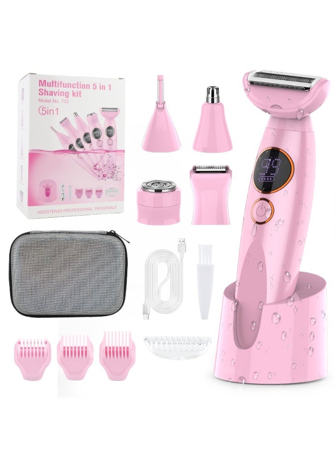 Bolivia's 5 in 1 Facial Hair Remover for Women - Painless Epilator & Shaver for Full Body, Face, Eyebrow & Sensitive Areas -Includes 5 Replacement Heads, LED Light, USB Rechargeable - Image 1